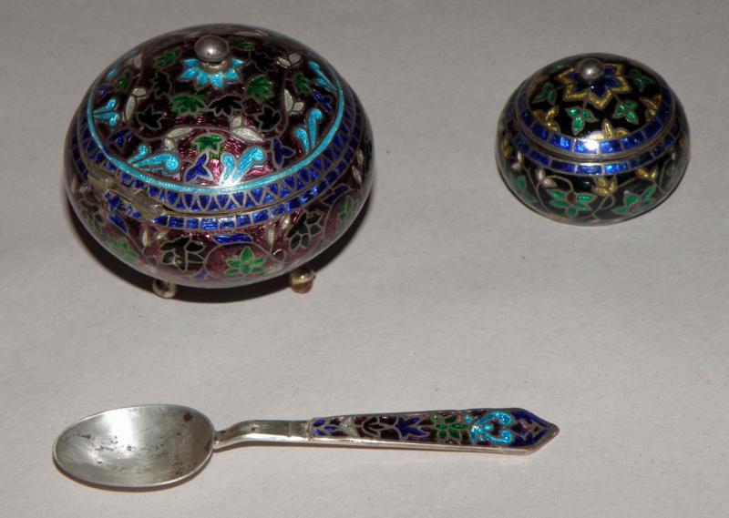 Enameled Lidded Salts           
