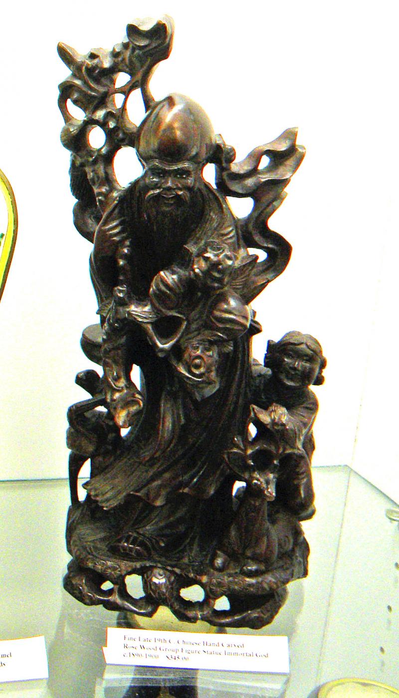 Fine Late 19th Century Chinese Hand Carved Rose Wood Group figure Statue Immorta