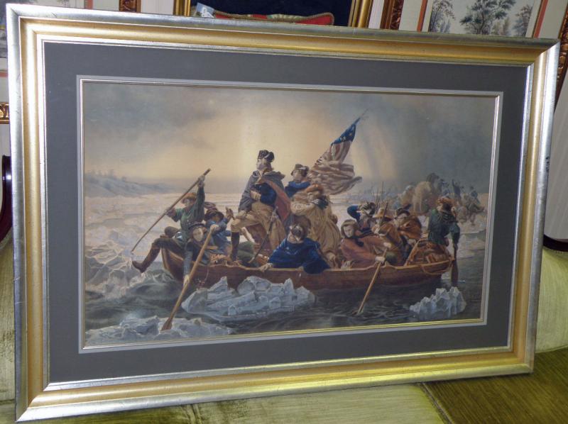 George Washington Crossing the Deleware. Very rare old lithograph. Painted by