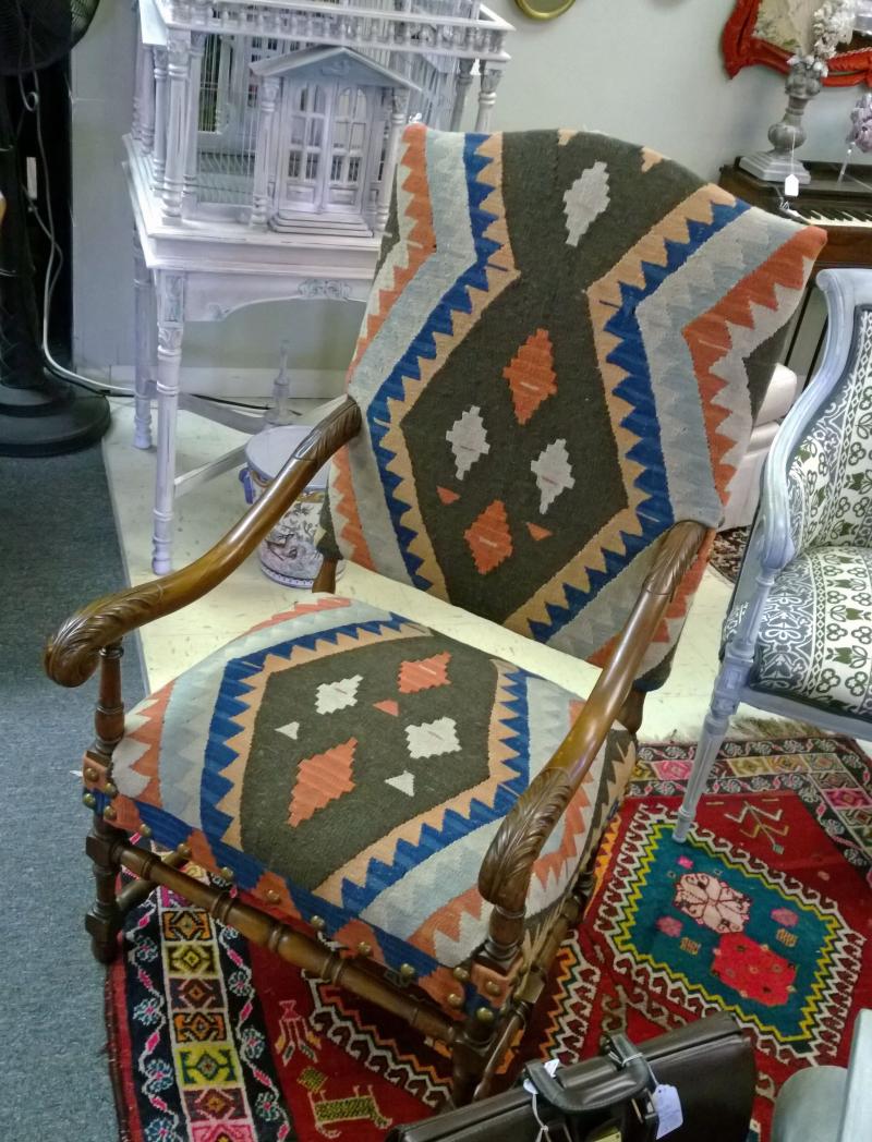 Arm Chair Upholstered with Rug