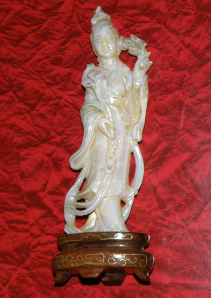 Carved Opal Figurine on Stand