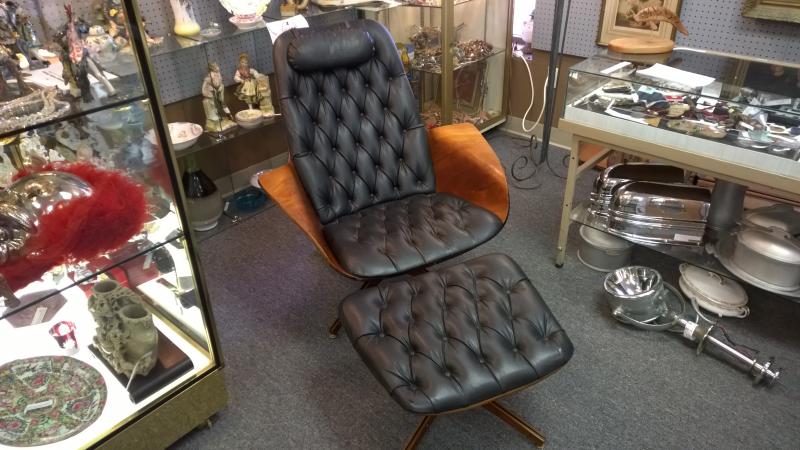 Mid Century Modern Chair and Ottoman by PlyCraft, designed by George Mulhauser