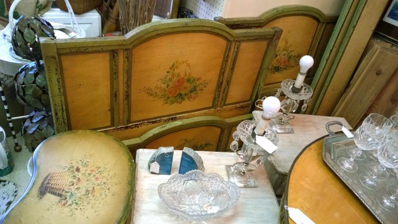 Nicely painted twin beds and Kidney Coffee Table