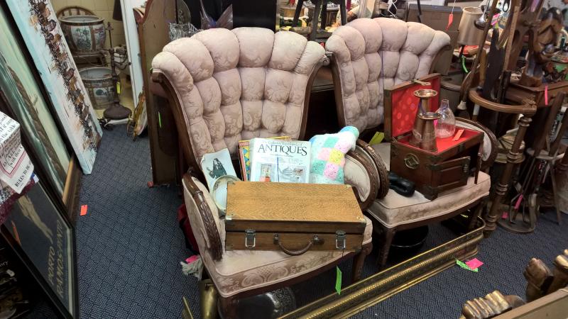 Pair Upholstered and Carved Chairs