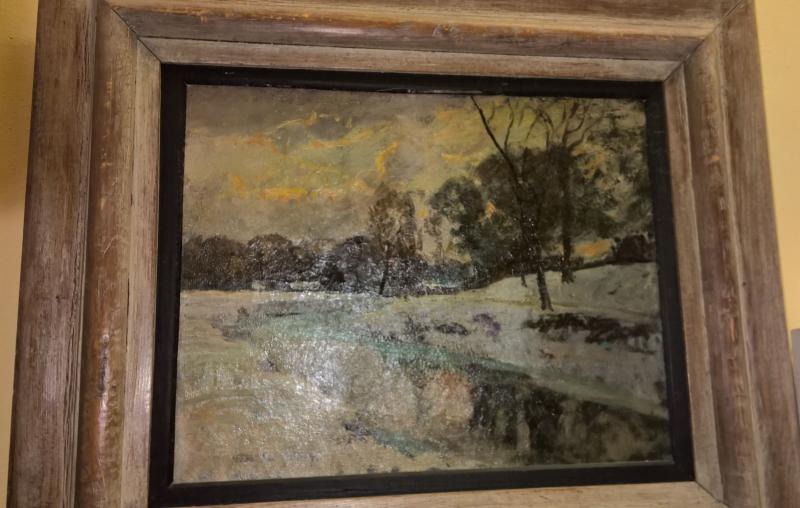 Winter Landscape by Listed American Artist. W. La Valley. 1920's
